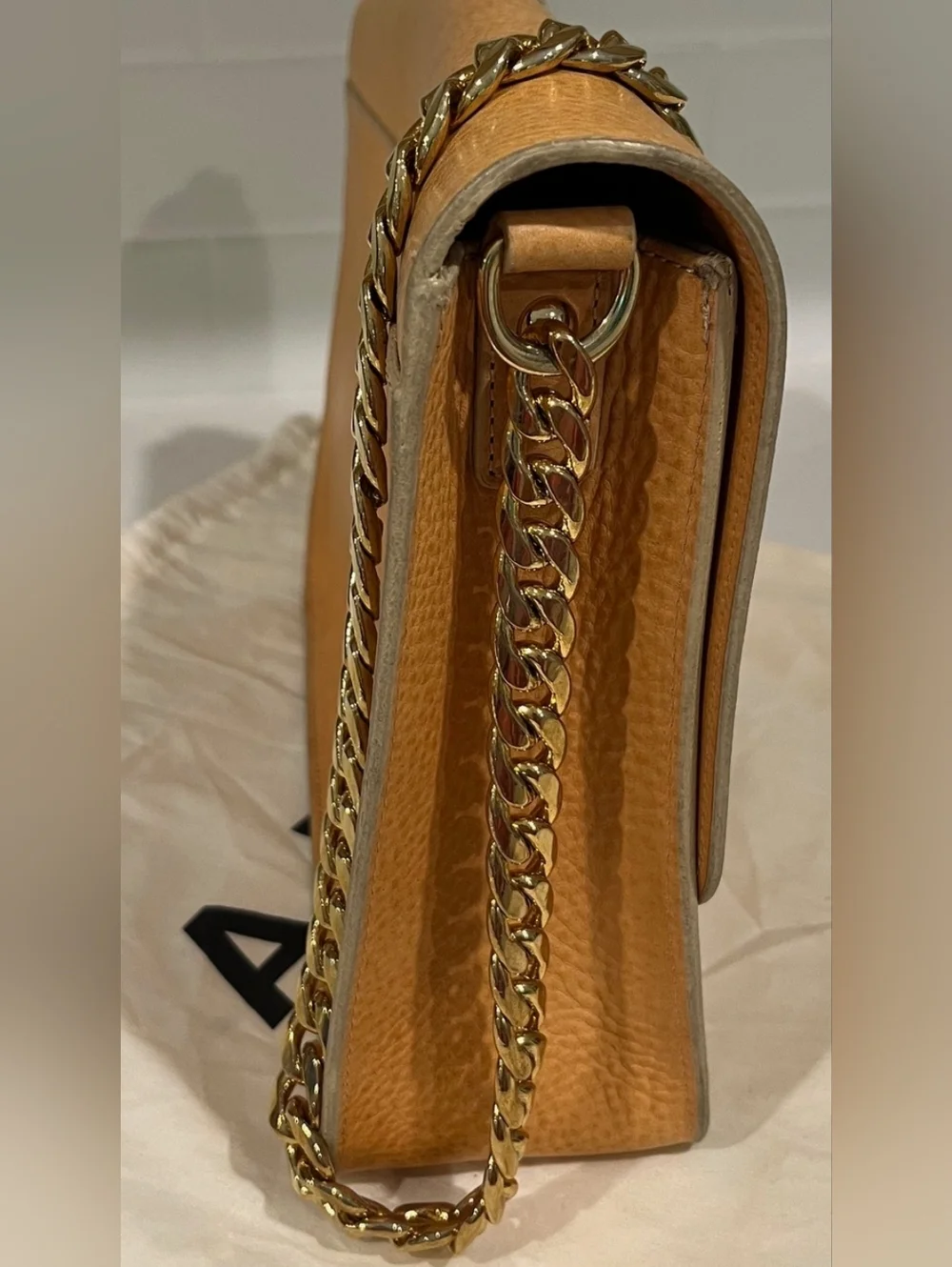 A.P.C. Vachetta Leather Flap Chain Shoulder Bag Tag Attached With Dust Bag Rare